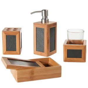 Bamboo & Slate Accessoires de salle de bain Ensemble de bain en bambou