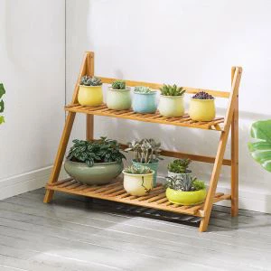 Support d'affichage pliable en bambou