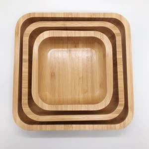 Bol à salade en bambou carré servant des aliments bol en bambou