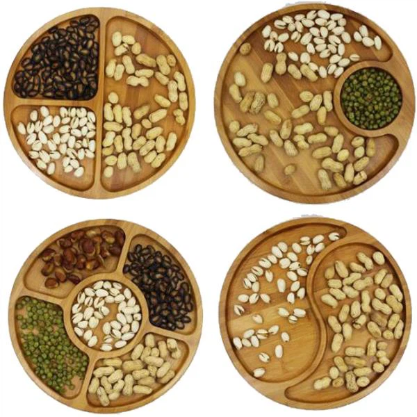 Assiettes rondes en bambou pour le stockage de bonbons