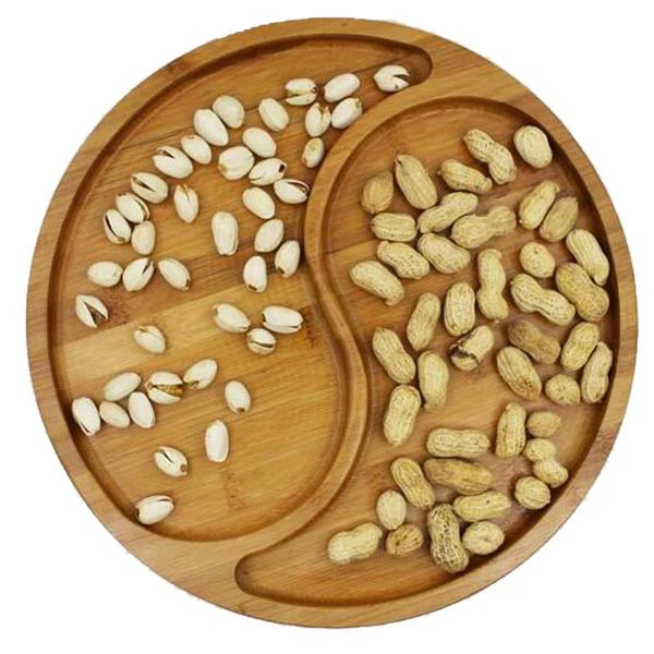 Round Bamboo Plates For Candy Snack Storage