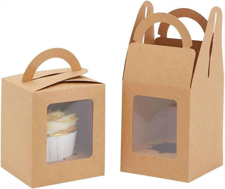 Boîte à cupcakes en papier kraft avec fenêtre