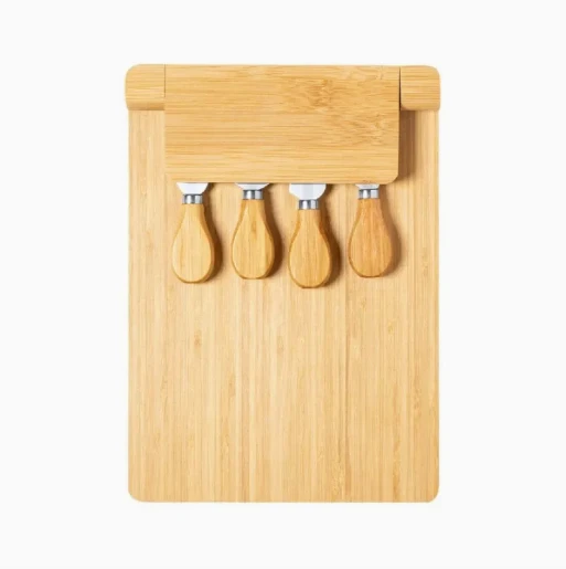 Bamboo Cutting Board With Cheese Knife Set