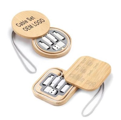 Boîte de stockage des câbles de charge de données USB BAMBOO