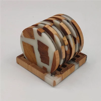 Round Modern Epoxy Resin Coaster Set de 6pcs